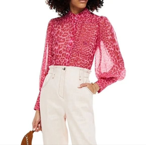 Zimmermann Wavelength Leopard-Print Cotton And Silk-Blend Voile Shirt Size  1 - www.sanvalentin.cl